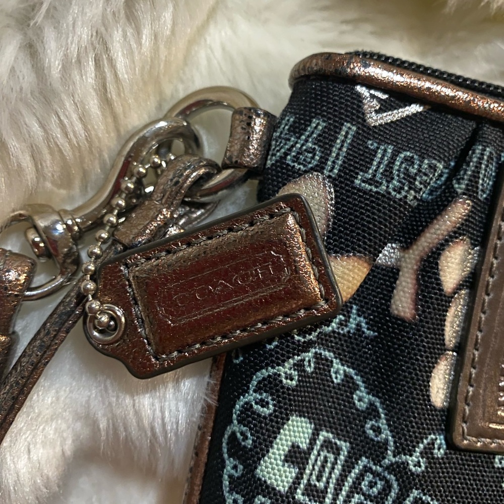 Coach Black and Silver Poppy Wristlet